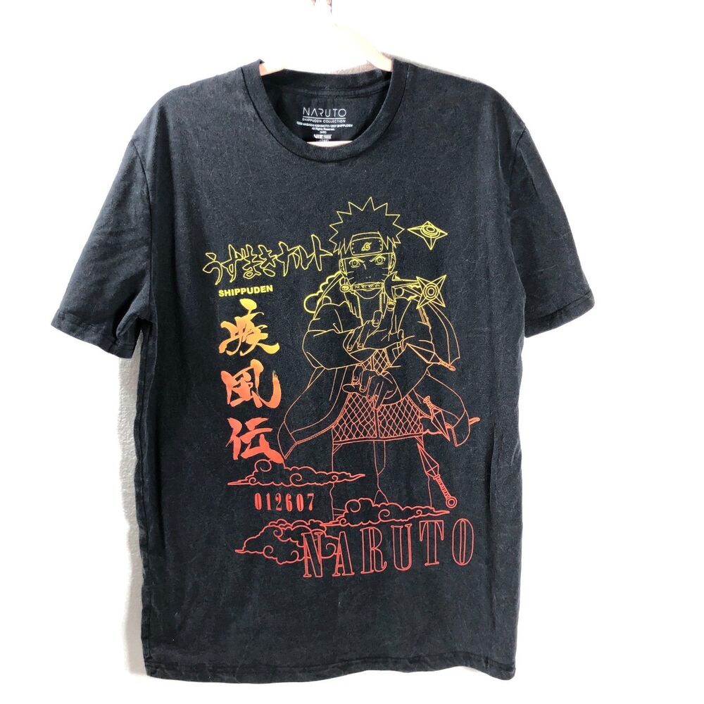 Naruto Shippuden Shirt Black Crewneck Japan Anime Manga Cartoon Adult Large